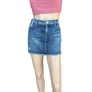 New Goldsign Sinner Women's Frayed Distressed Whiskered Denim Mini Skirt Size 28